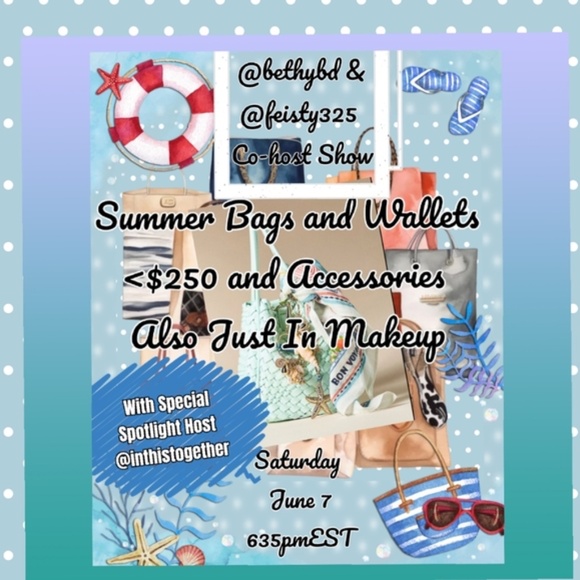 @bethybd @feisty325 Sat 635pm EST Bags & Wallets<$250 & Accs OURS&YOURS Use +
